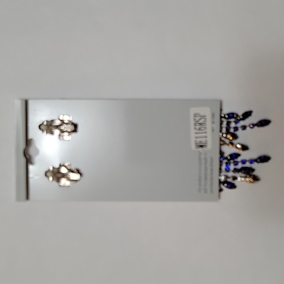 NWT Sophia Collection Statement Rhinestone Fringe Chandelier Clip-on Earrings - Picture 3 of 3